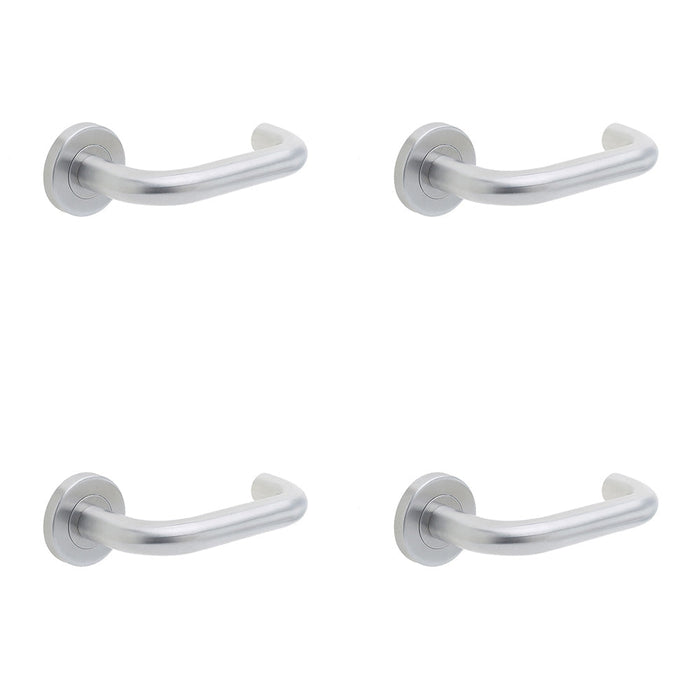 PACK Contemporary 19mm Satin Stainless Steel Door Handle Sprung Rose Interior Handle (1)