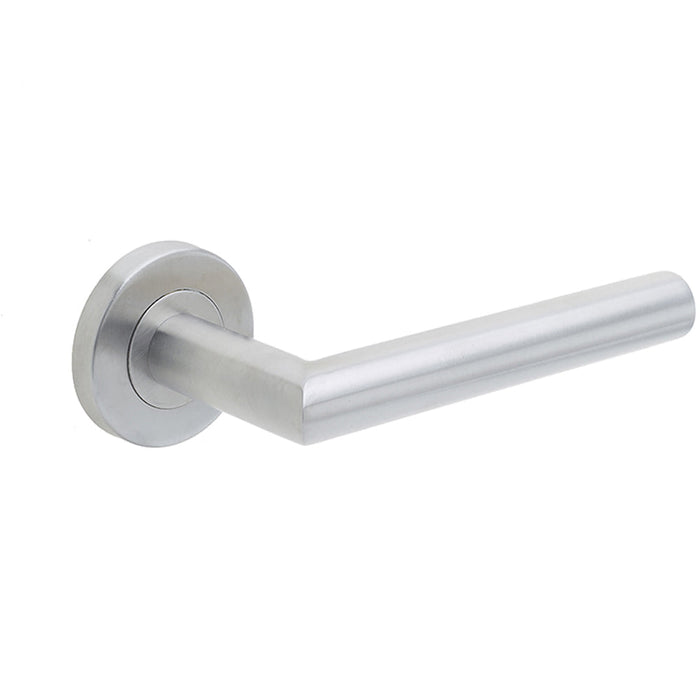 Durable Satin Stainless Steel Door Handle Rose Residential Commercial Interior Handle
