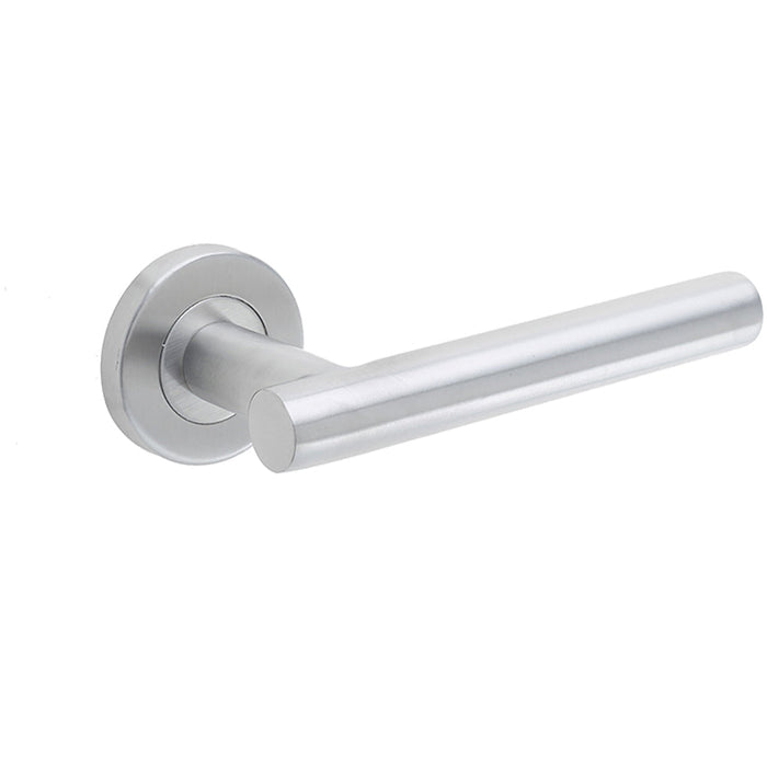 Durable Satin Stainless Steel Door Handle Rose Residential Commercial Interior Handle (1)