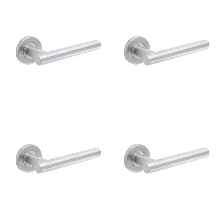 PACK Durable Satin Stainless Steel Door Handle Rose Residential Commercial Interior Handle (1)