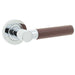 Elegant Brown Leather Door Handle with Polished Chrome Rose Interior Handle