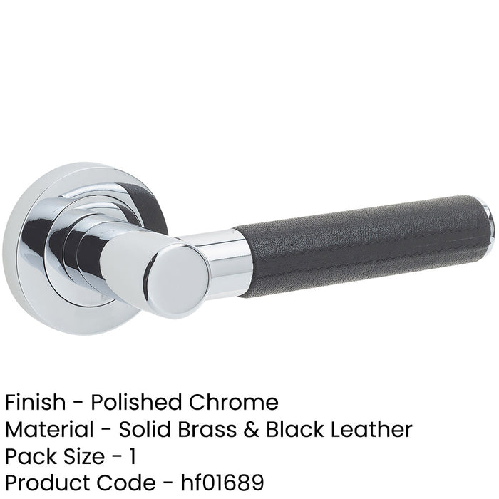 Elegant Black Leather Door Handle with Polished Chrome Finish Interior Handle-1