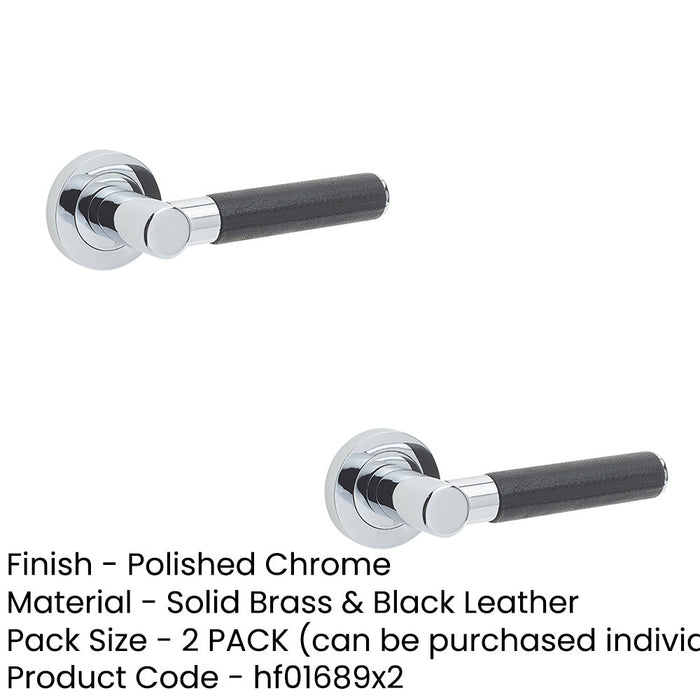 PACK Elegant Black Leather Door Handle with Polished Chrome Finish Interior Handle (1)-1