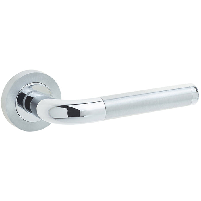 Stylish Twin Door Handle Rose Polished Satin Chrome Finish Interior Handle