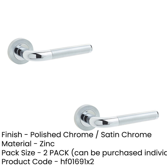 PACK Stylish Twin Door Handle Rose Polished Satin Chrome Finish Interior Handle (1)-1