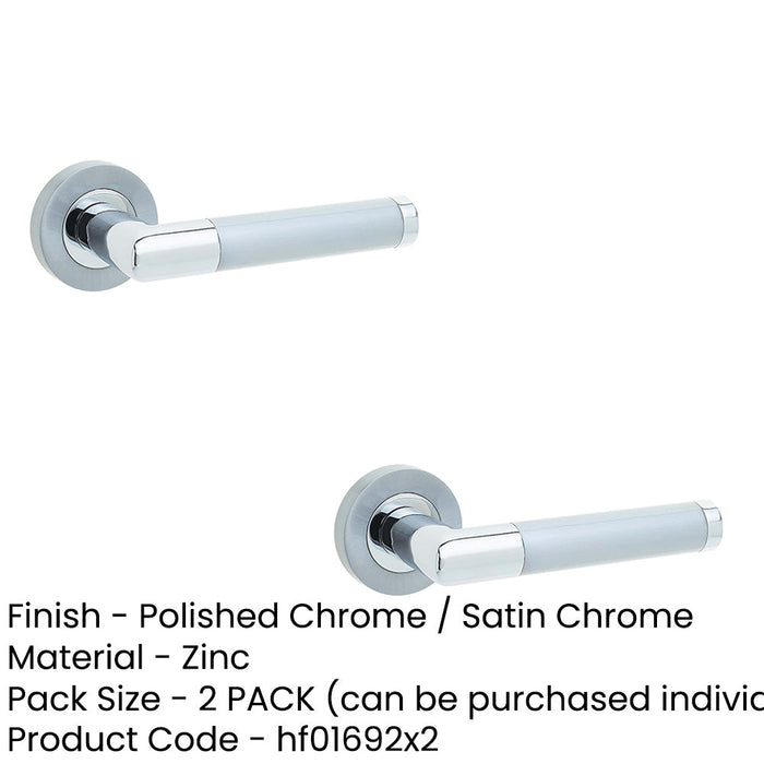 PACK Mitred Door Handle Rose Polished Satin Chrome Finish Interior Handle (1)-1