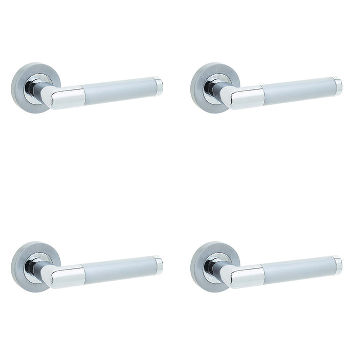 PACK Mitred Door Handle Rose Polished Satin Chrome Finish Interior Handle