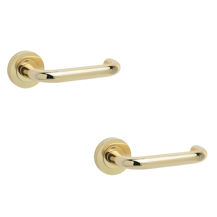 PACK Polished Brass Door Handle Rose Homes Businesses Interior Handle (1)