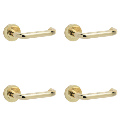 PACK Polished Brass Door Handle Rose Homes Businesses Interior Handle