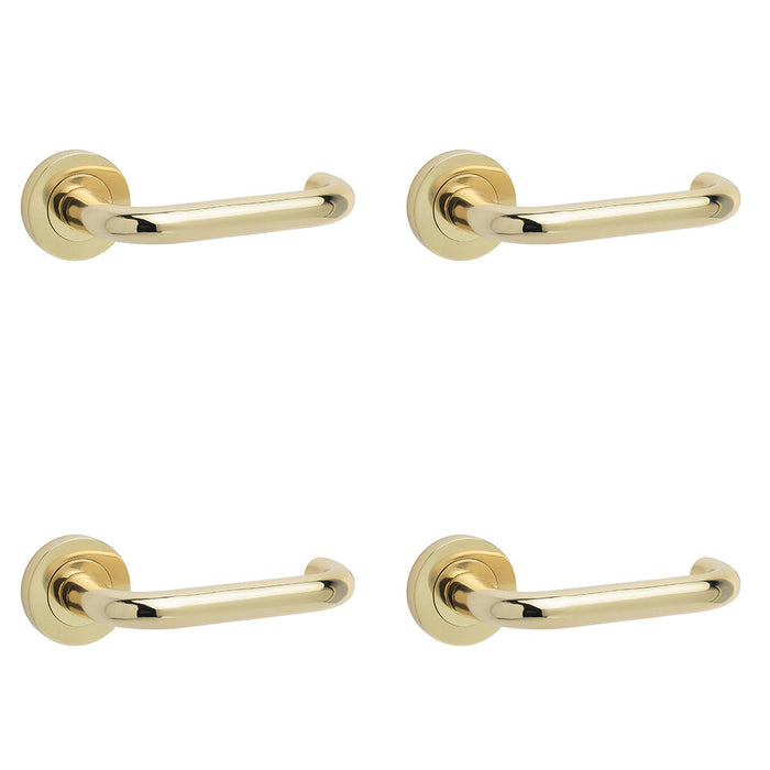 PACK Polished Brass Door Handle Rose Homes Businesses Interior Handle