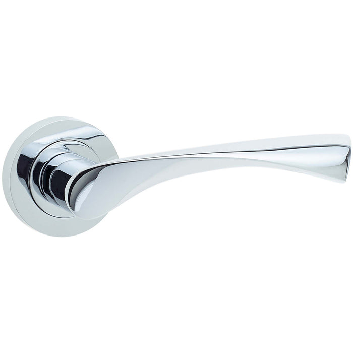 Stylish Twirl Door Handle Rose Polished Chrome Finish Interior Handle