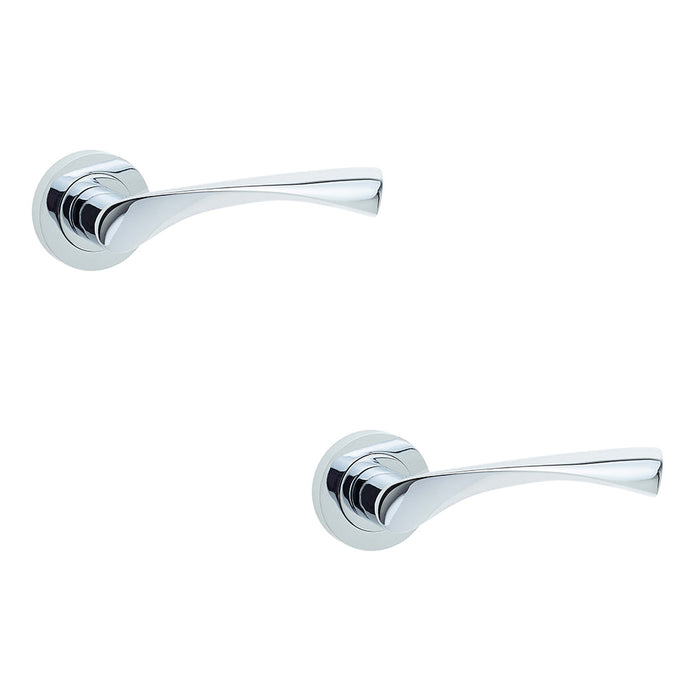 PACK Stylish Twirl Door Handle Rose Polished Chrome Finish Interior Handle (1)