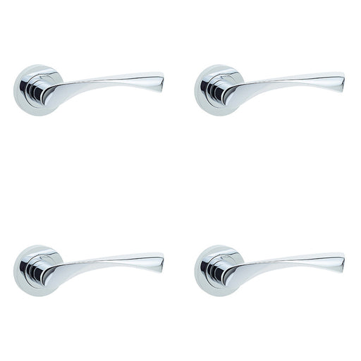 PACK Stylish Twirl Door Handle Rose Polished Chrome Finish Interior Handle