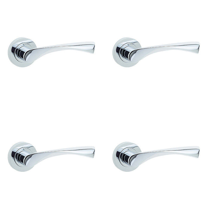 PACK Stylish Twirl Door Handle Rose Polished Chrome Finish Interior Handle