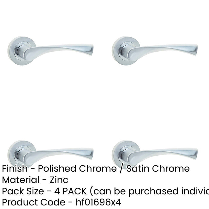 PACK Elegant Twirl Door Handle Rose Polished Satin Chrome Finishes Interior Handle-1