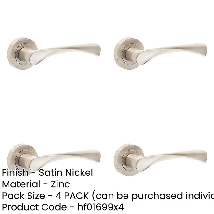 PACK Satin Nickel Twirl Door Handle Rose Stylish Interiors Interior Handle-1