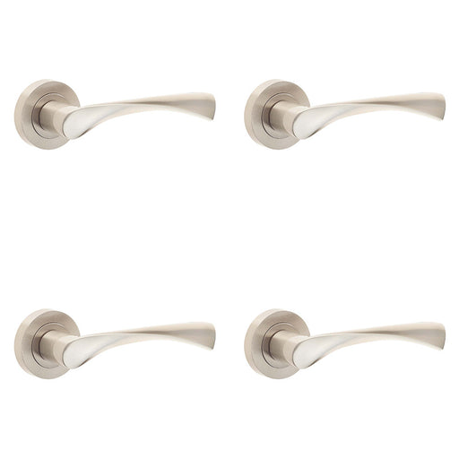 PACK Satin Nickel Twirl Door Handle Rose Stylish Interiors Interior Handle