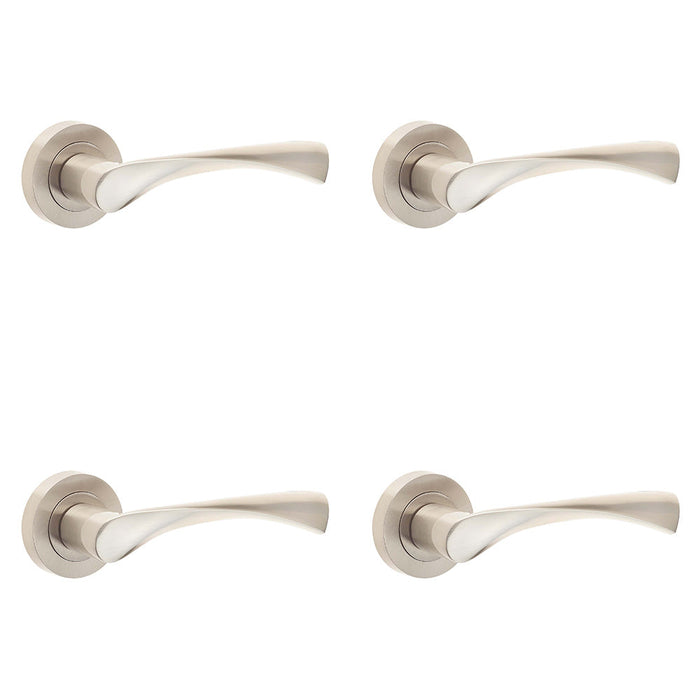 PACK Satin Nickel Twirl Door Handle Rose Stylish Interiors Interior Handle