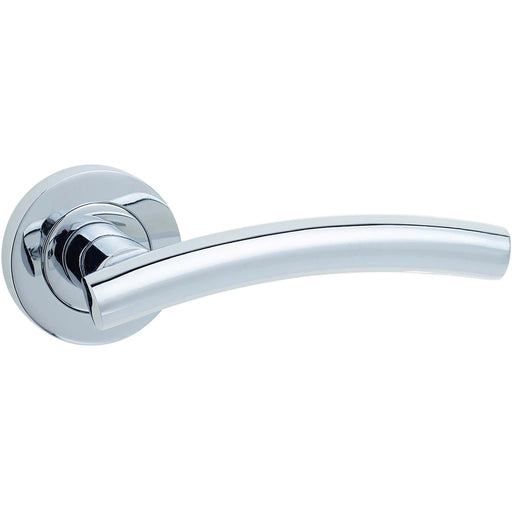 Stylish Curve Door Handle Rose Polished Chrome Finish Interior Handle
