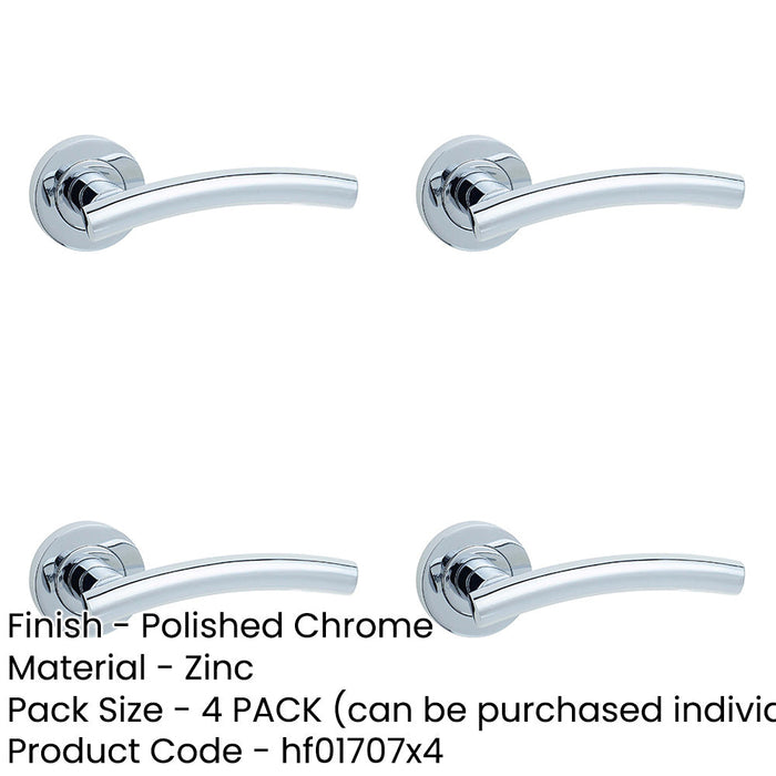 PACK Stylish Curve Door Handle Rose Polished Chrome Finish Interior Handle-1