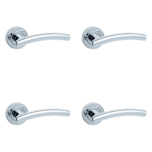 PACK Stylish Curve Door Handle Rose Polished Chrome Finish Interior Handle