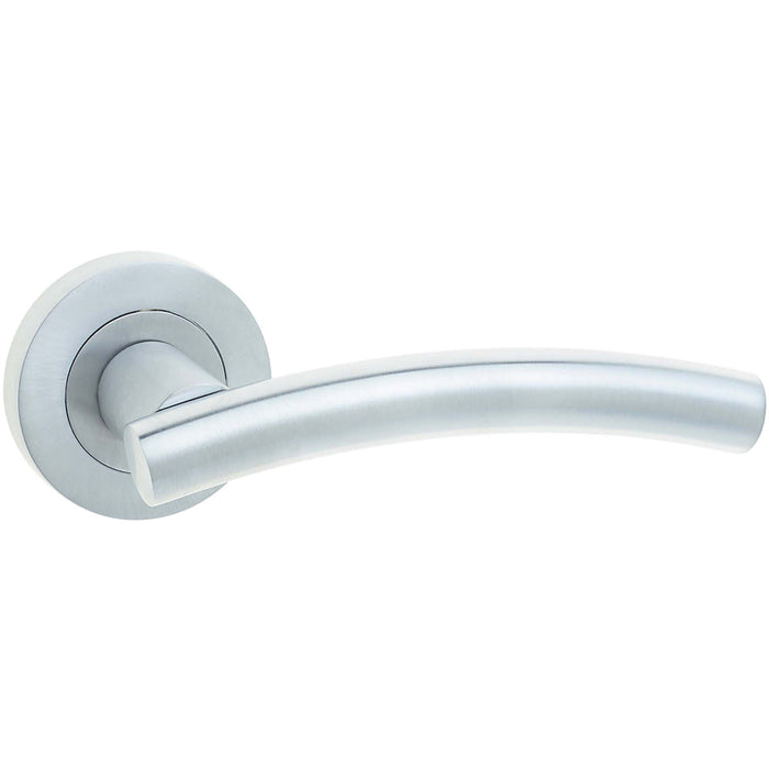 Sleek Satin Chrome Curve Door Handle Rose Modern Traditional Interiors Interior Handle