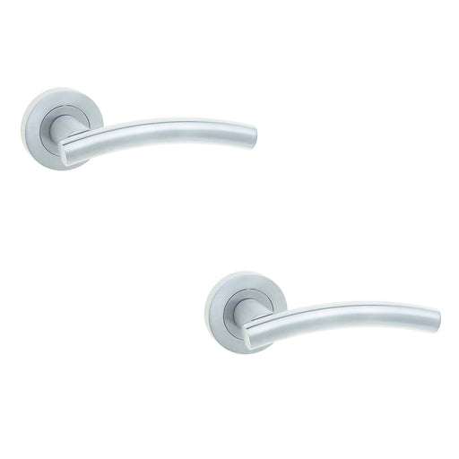 PACK Sleek Satin Chrome Curve Door Handle Rose Modern Traditional Interiors Interior Handle (1)