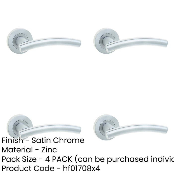 PACK Sleek Satin Chrome Curve Door Handle Rose Modern Traditional Interiors Interior Handle-1