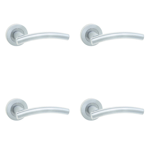 PACK Sleek Satin Chrome Curve Door Handle Rose Modern Traditional Interiors Interior Handle