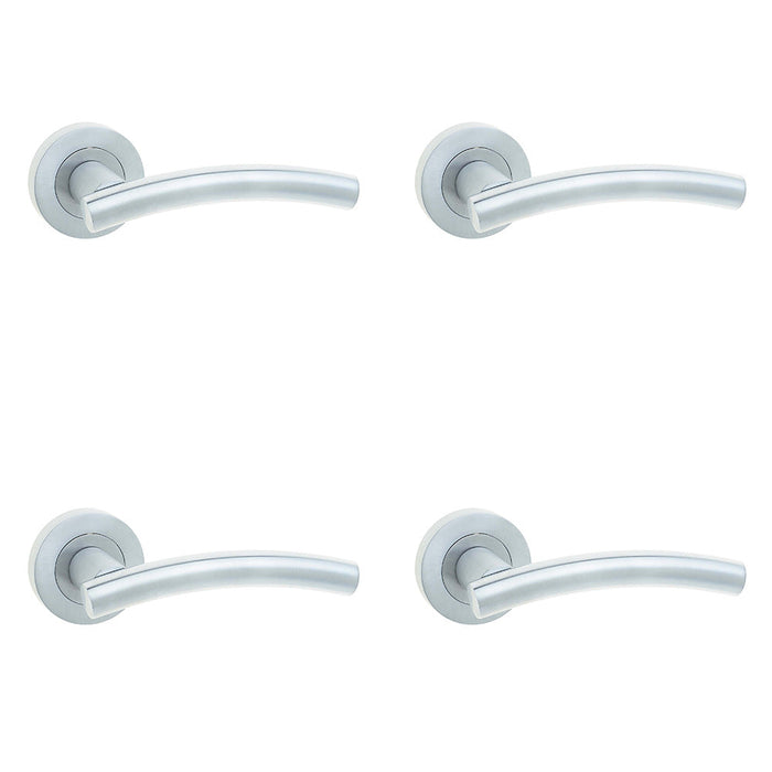 PACK Sleek Satin Chrome Curve Door Handle Rose Modern Traditional Interiors Interior Handle