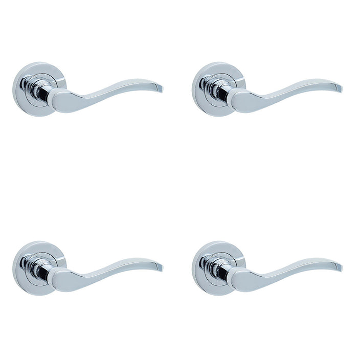 PACK Elegant Polished Chrome Door Handle Rose Timeless Interiors Interior Handle
