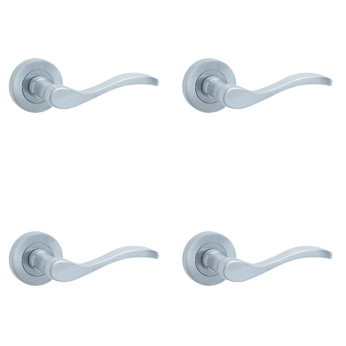 PACK Elegant Satin Chrome Door Handle Rose Timeless Interiors Interior Handle