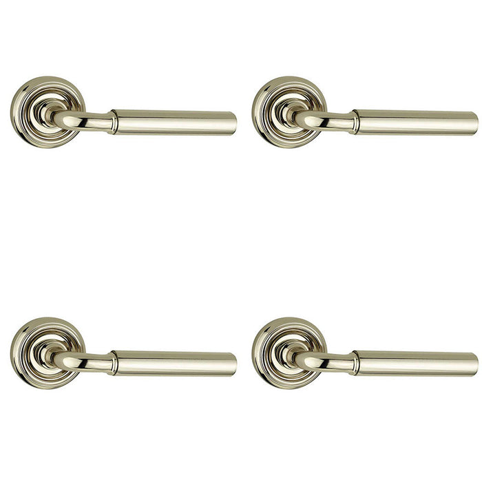 PACK Sleek Polished Nickel Door Handle Rose Modern Homes Interior Handle