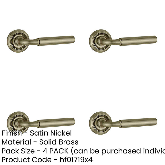 PACK Sleek Satin Nickel Door Handle Rose Modern Homes Interior Handle-1