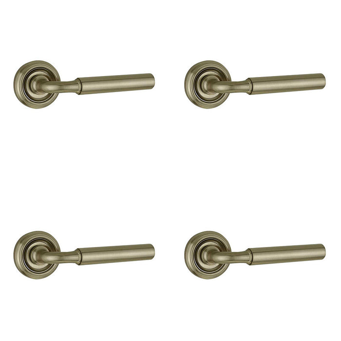 PACK Sleek Satin Nickel Door Handle Rose Modern Homes Interior Handle