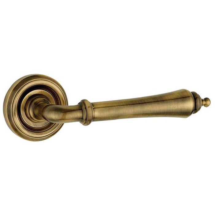 Elegant Antique Brass Door Handle with Rose Design Interior Handle