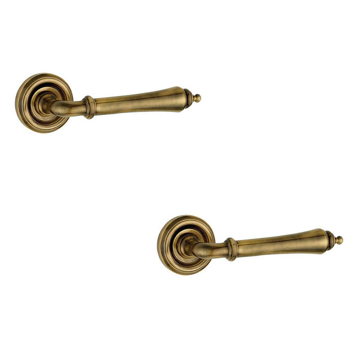 PACK Elegant Antique Brass Door Handle with Rose Design Interior Handle (1)