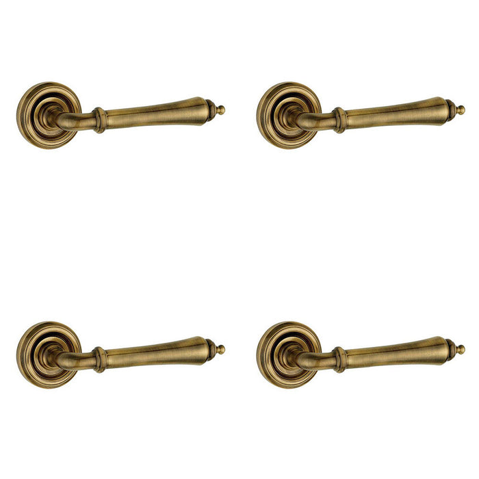 PACK Elegant Antique Brass Door Handle with Rose Design Interior Handle