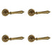 PACK Elegant Antique Brass Door Handle with Rose Design Interior Handle