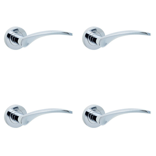 PACK Elegant Polished Chrome Door Handle Rose Modern Traditional Interiors Interior Handle