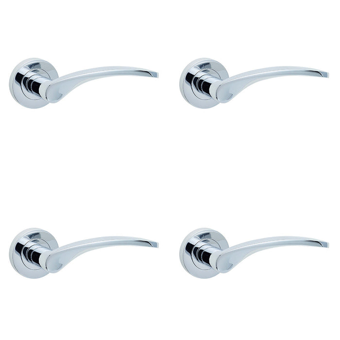 PACK Elegant Polished Chrome Door Handle Rose Modern Traditional Interiors Interior Handle