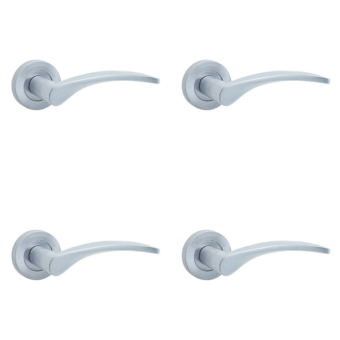 PACK Stylish Satin Chrome Door Handle Rose Modern Interiors Interior Handle