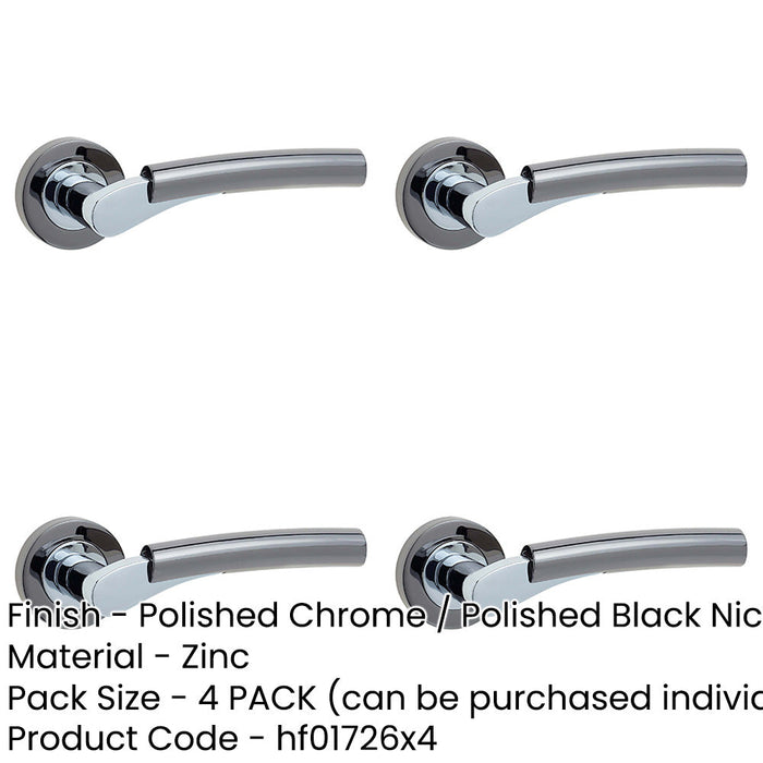 PACK Stylish Door Handle Rose with Polished Chrome Black Nickel Finish Interior Handle-1