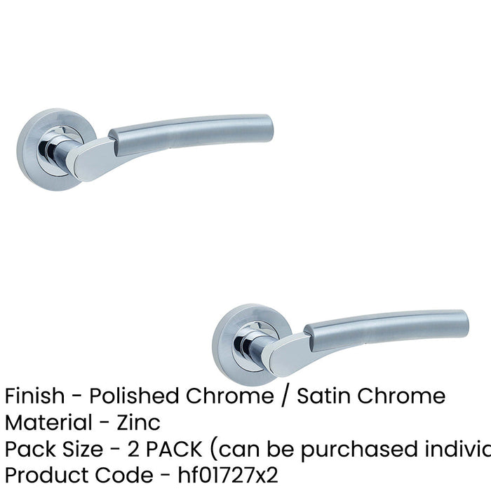 PACK Stylish Dual Finish Lever Door Handle Polished Satin Chrome Interior Handle (1)-1