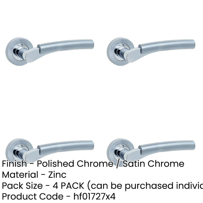 PACK Stylish Dual Finish Lever Door Handle Polished Satin Chrome Interior Handle-1