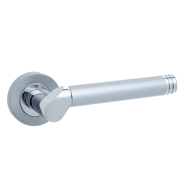 Elegant Lever Rose Door Handle Polished Chrome Satin Chrome Finish Interior Handle