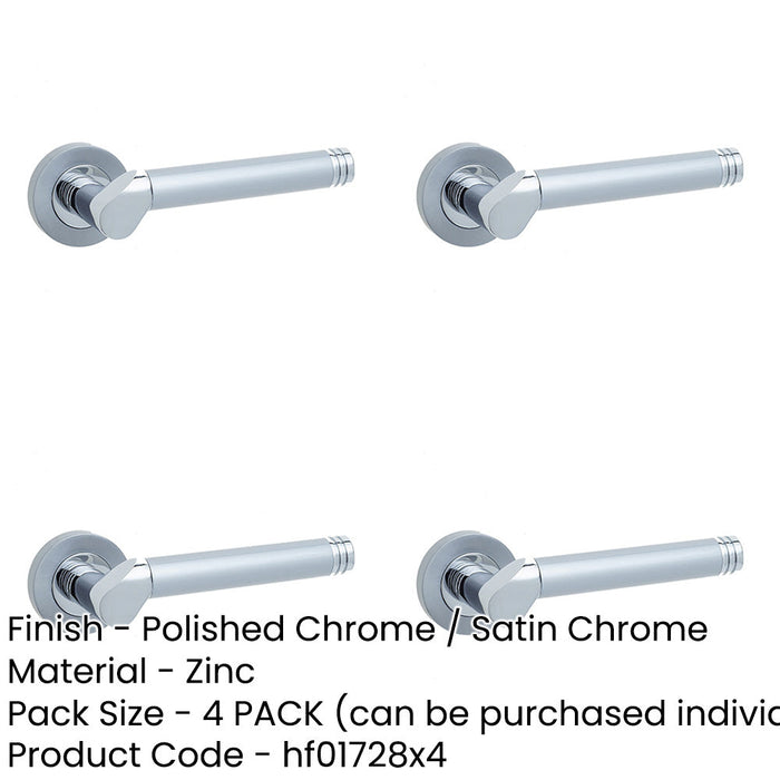 PACK Elegant Lever Rose Door Handle Polished Chrome Satin Chrome Finish Interior Handle-1