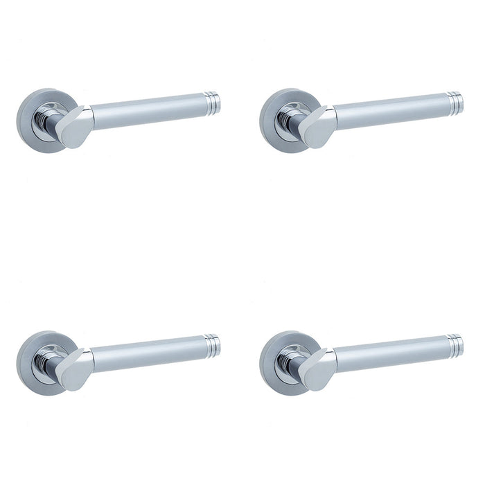 PACK Elegant Lever Rose Door Handle Polished Chrome Satin Chrome Finish Interior Handle