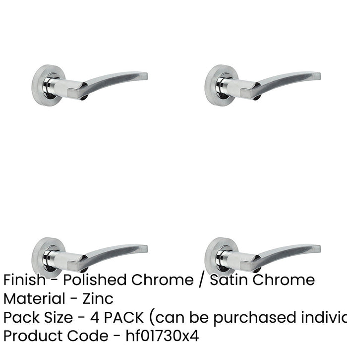 PACK Elegant Polished Chrome Satin Chrome Door Handle Residential Interior Handle-1