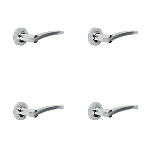 PACK Elegant Polished Chrome Satin Chrome Door Handle Residential Interior Handle